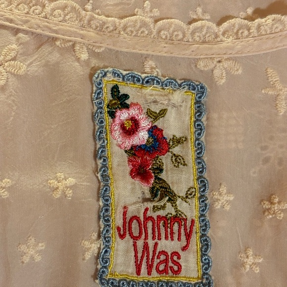 JOHNNY WAS FINAL $$ Embroidery on sheer silky fabric (L) Cover Up Dainty Dress - Picture 2 of 6